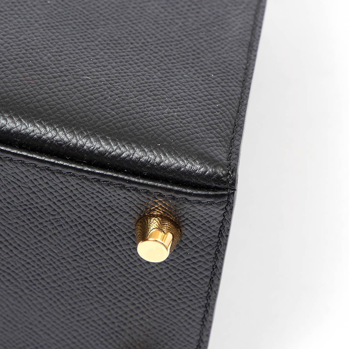 HERMES black Epsom leather KELLY 25 SELLIER Bag w Gold 8