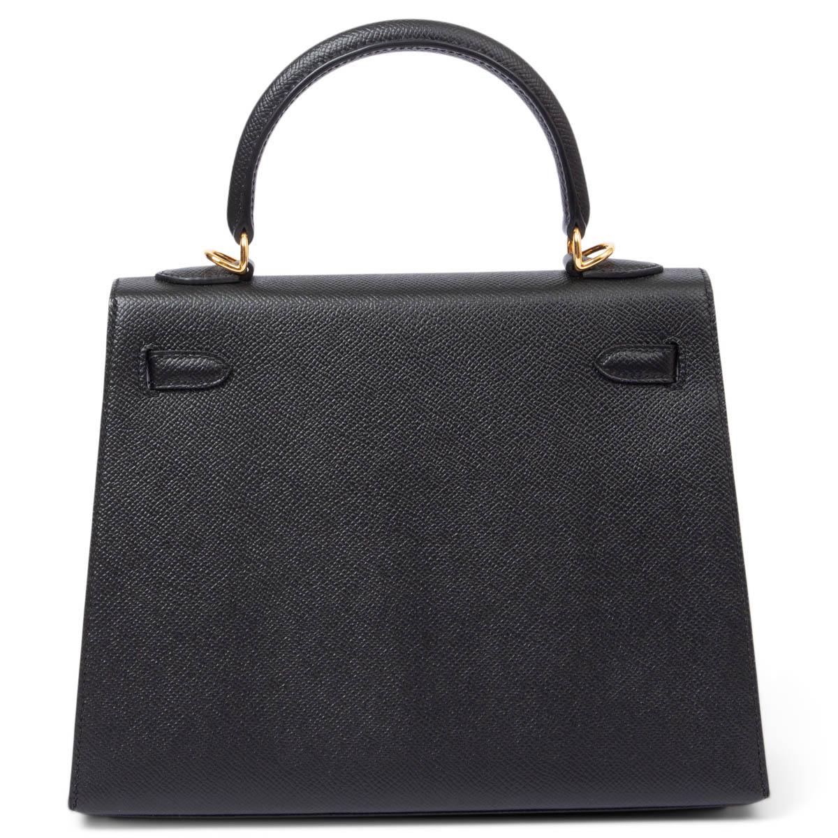 Nero HERMES nero Epsom pelle KELLY 25 SELLIER Borsa con oro in vendita