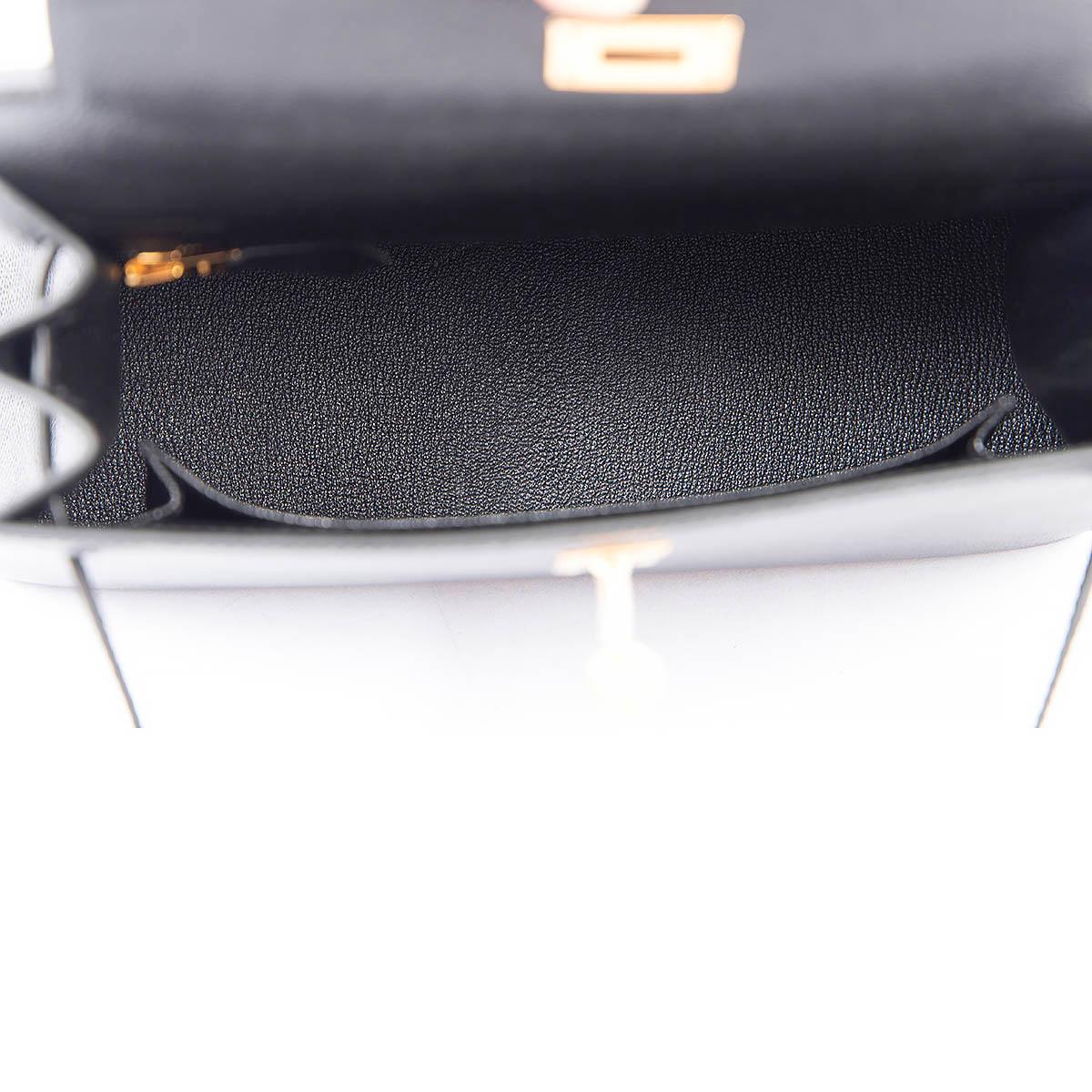 HERMES black Epsom leather KELLY 25 SELLIER Bag w Gold 2