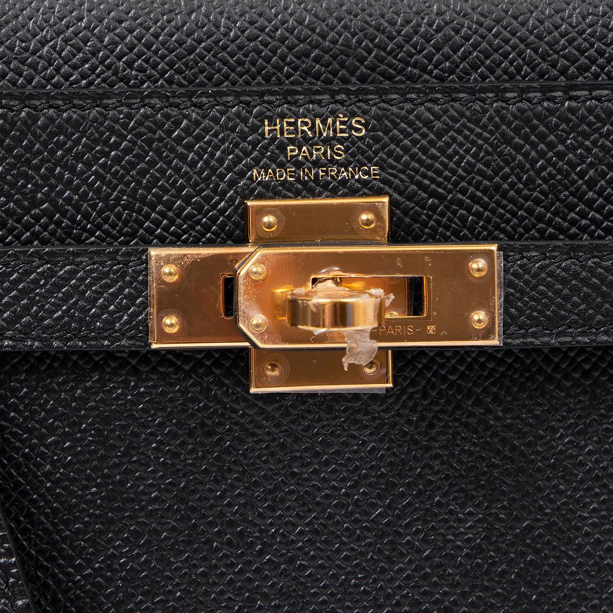 HERMES black Epsom leather KELLY 25 SELLIER Bag w Gold 3