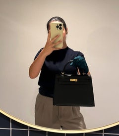 Hermès Black Epsom Leather Kelly 25cm Sellier