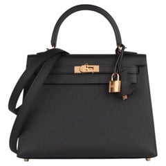 Hermès Black Epsom Leather Kelly 25cm Sellier