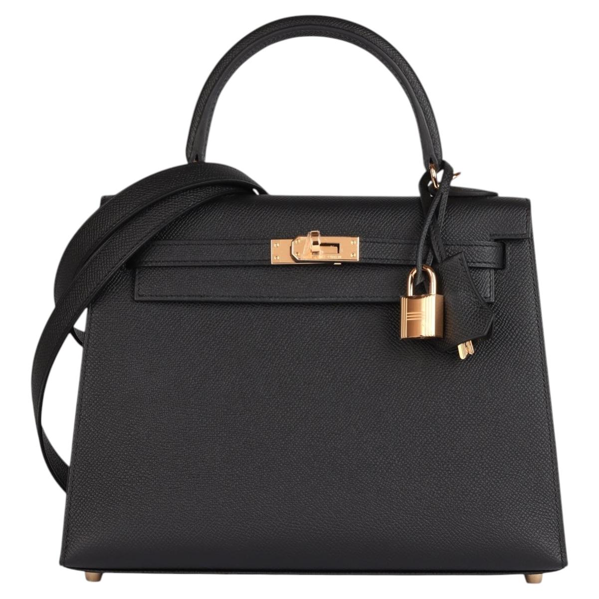 Hermès Black Epsom Leather Kelly 25cm Sellier