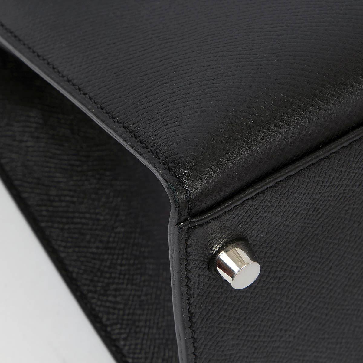 HERMES black Epsom leather KELLY 28 SELLIER Bag Phw For Sale 5