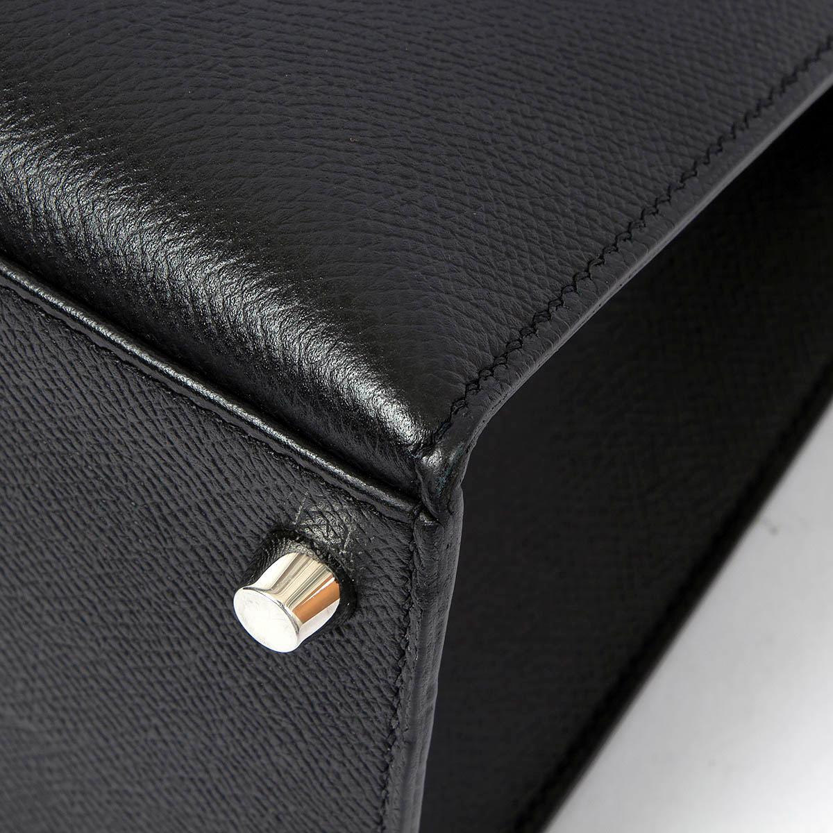 HERMES black Epsom leather KELLY 28 SELLIER Bag Phw For Sale 6