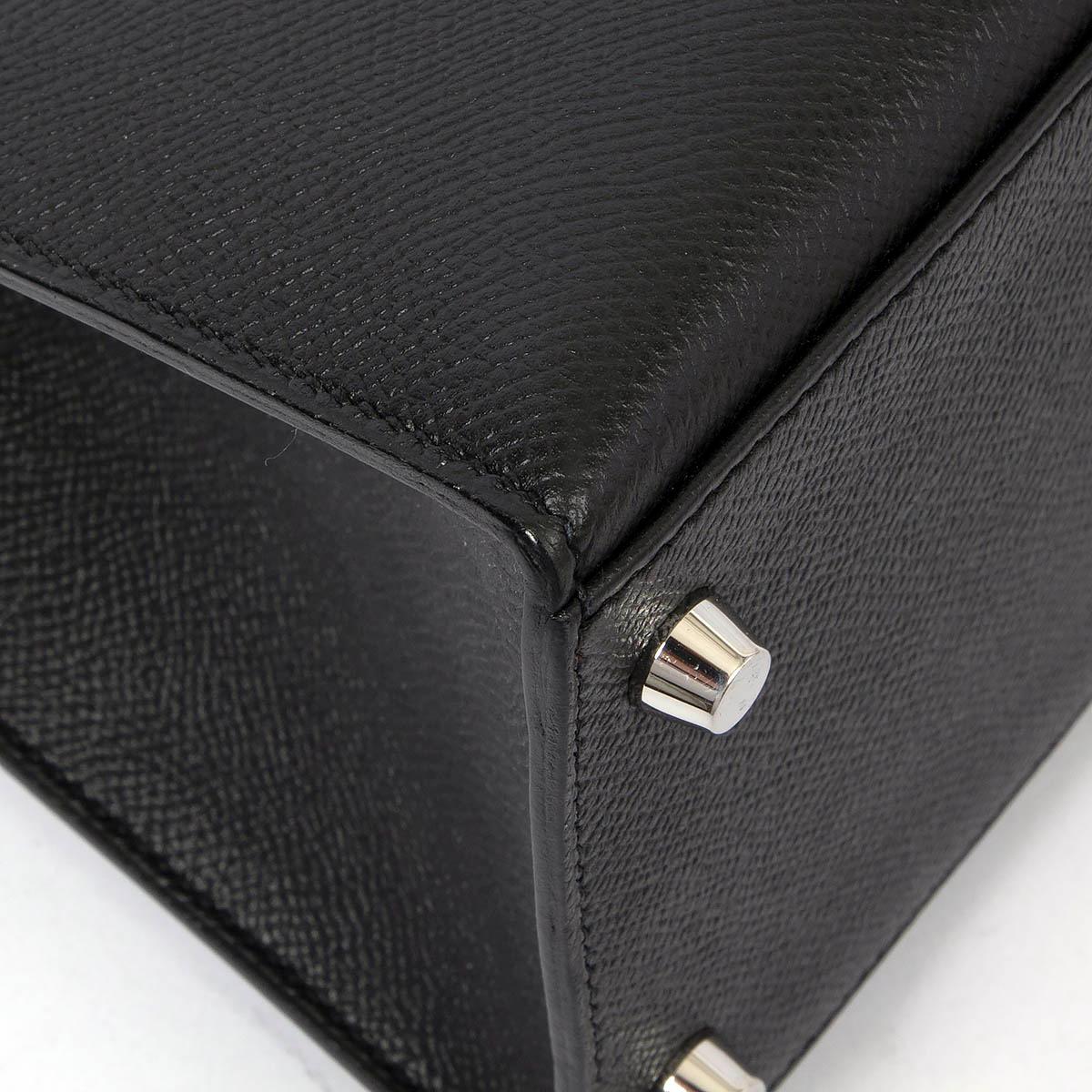 HERMES black Epsom leather KELLY 28 SELLIER Bag Phw For Sale 7