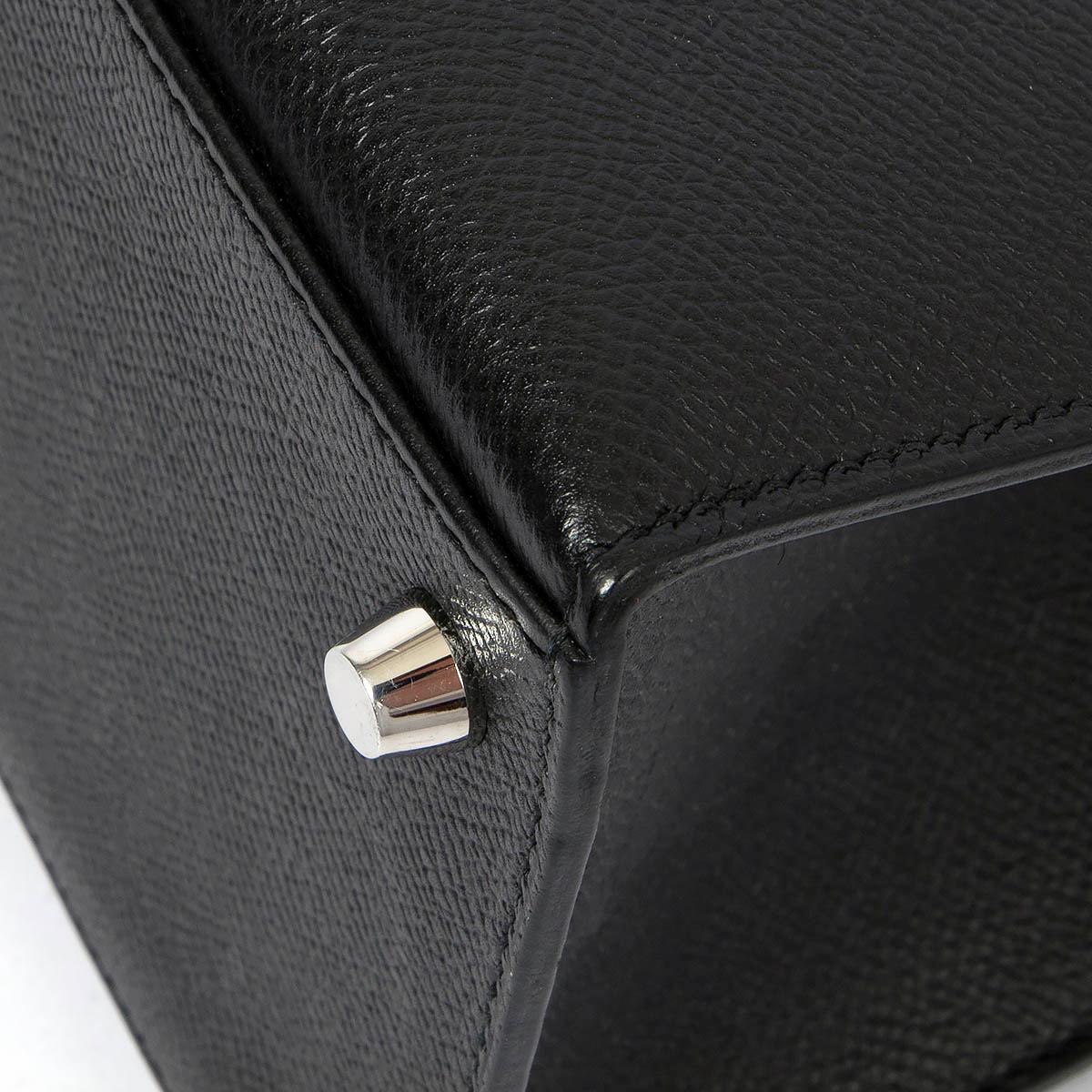 HERMES black Epsom leather KELLY 28 SELLIER Bag Phw For Sale 8
