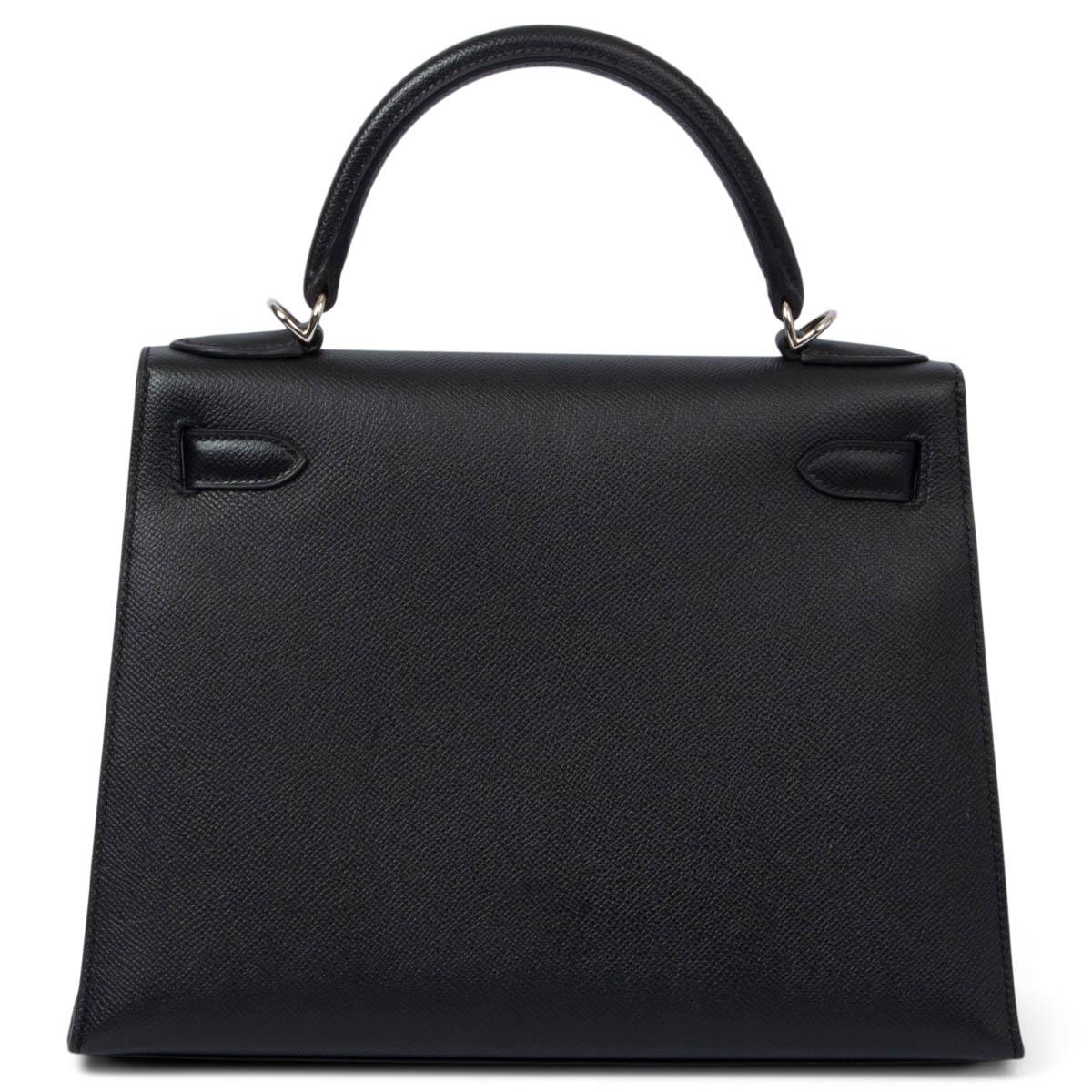 Black HERMES black Epsom leather KELLY 28 SELLIER Bag Phw For Sale