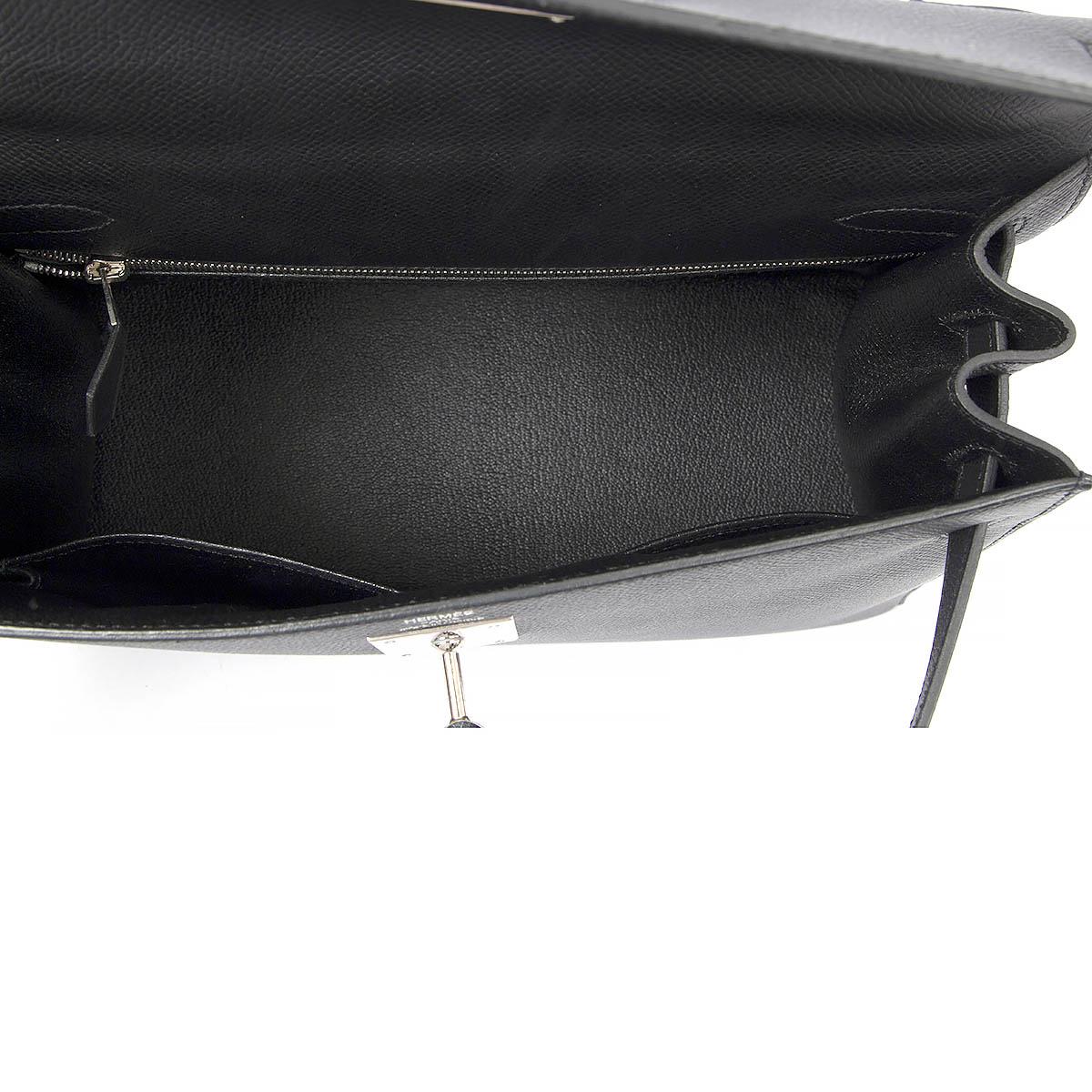 HERMES black Epsom leather KELLY 28 SELLIER Bag Phw For Sale 1