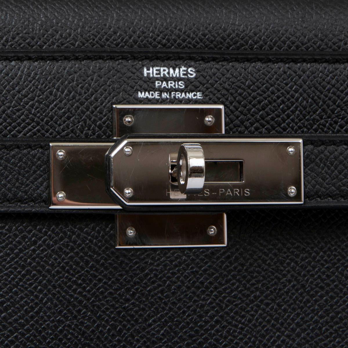 HERMES black Epsom leather KELLY 28 SELLIER Bag Phw For Sale 2