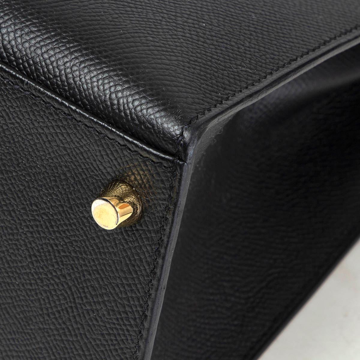 HERMES black Epsom leather KELLY 28 SELLIER Bag w Gold 3