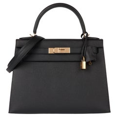 Hermès Black Epsom Leather Kelly 28cm Sellier