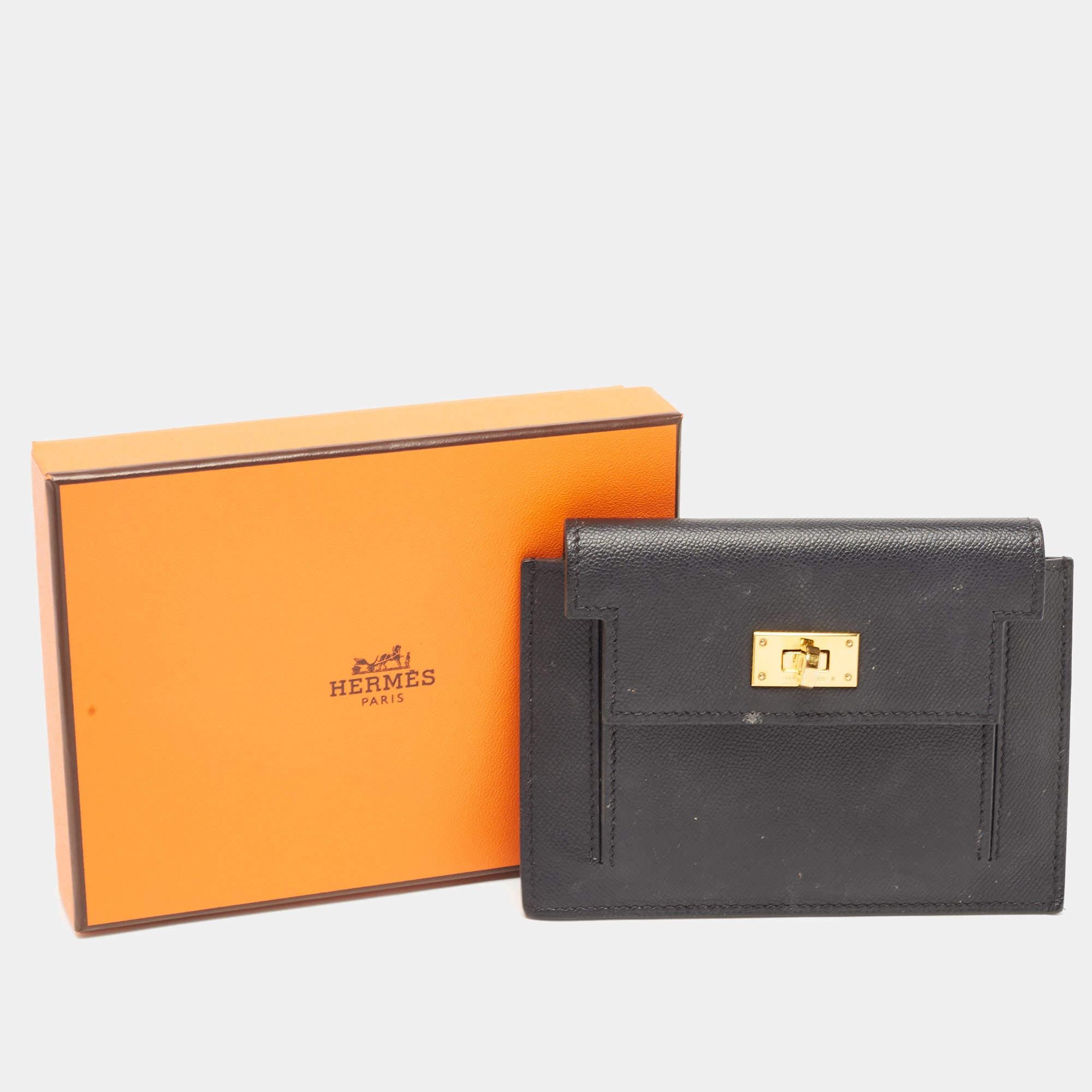Hermes Black Epsom Leather Kelly Pocket Compact Wallet 11