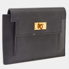Hermes Black Epsom Leather Kelly Pocket Compact Wallet