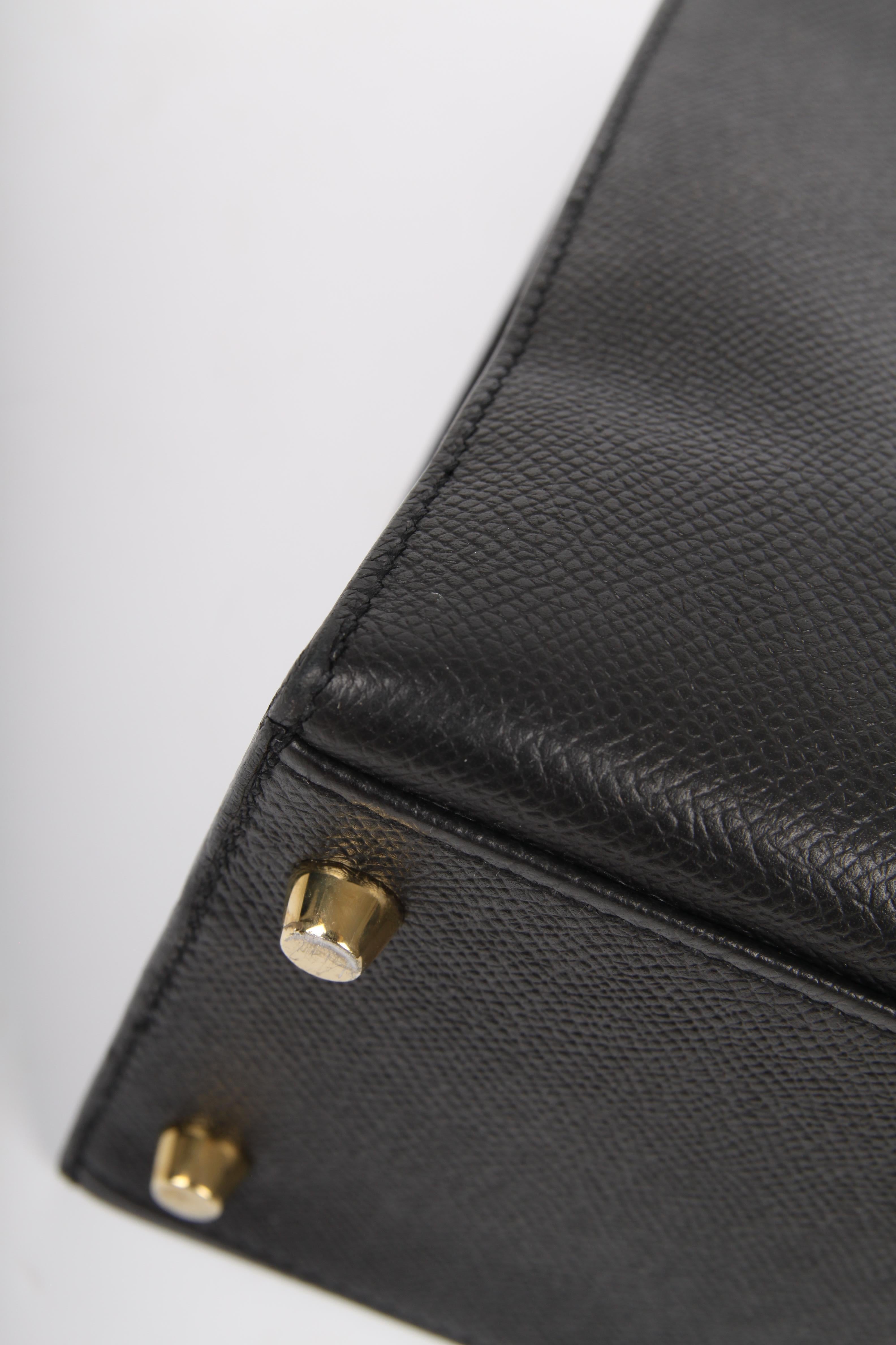 Black Hermes black Epsom Leather Kelly Sellier 32 Bag 