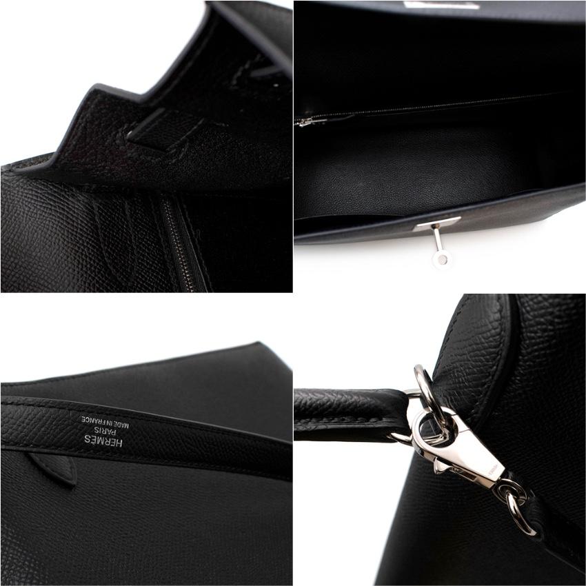 Women's Hermes Black Epsom Leather Kelly Sellier 32 PHW
