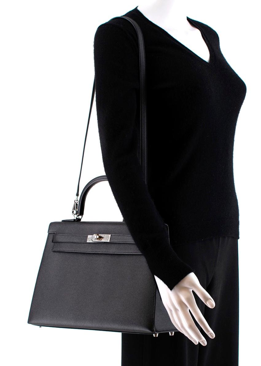 Hermes Black Epsom Leather Kelly Sellier 32 PHW 1