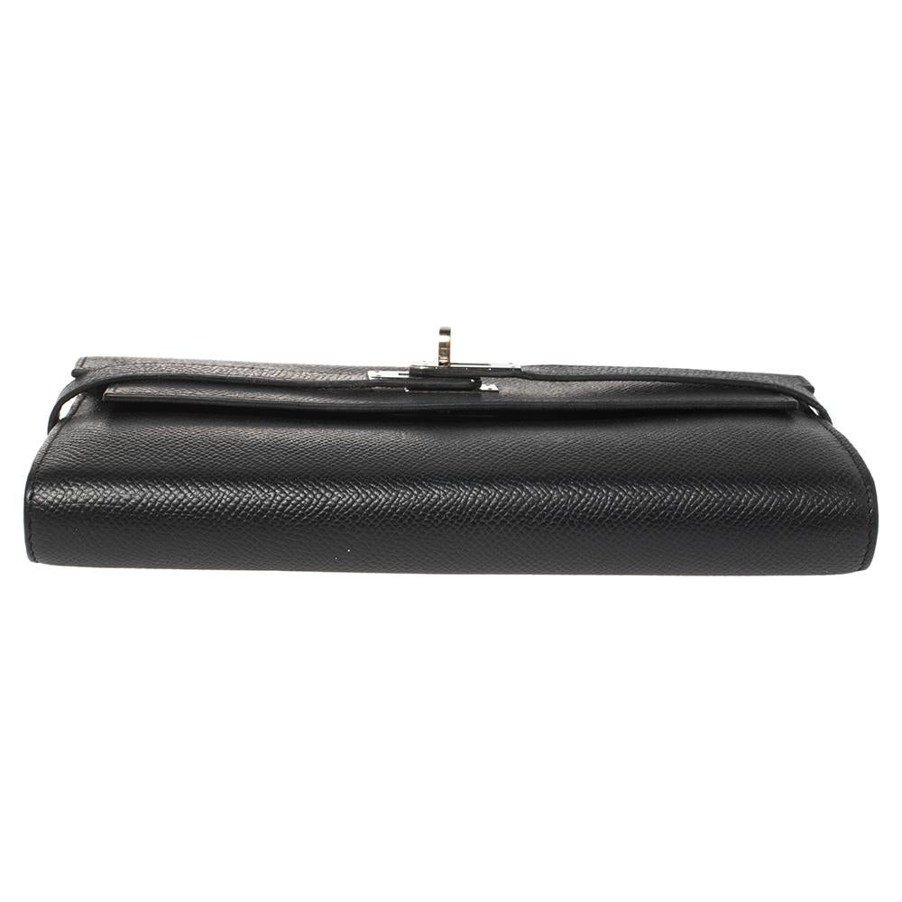 Women's Hermes Black Epsom Leather Long Kelly Wallet