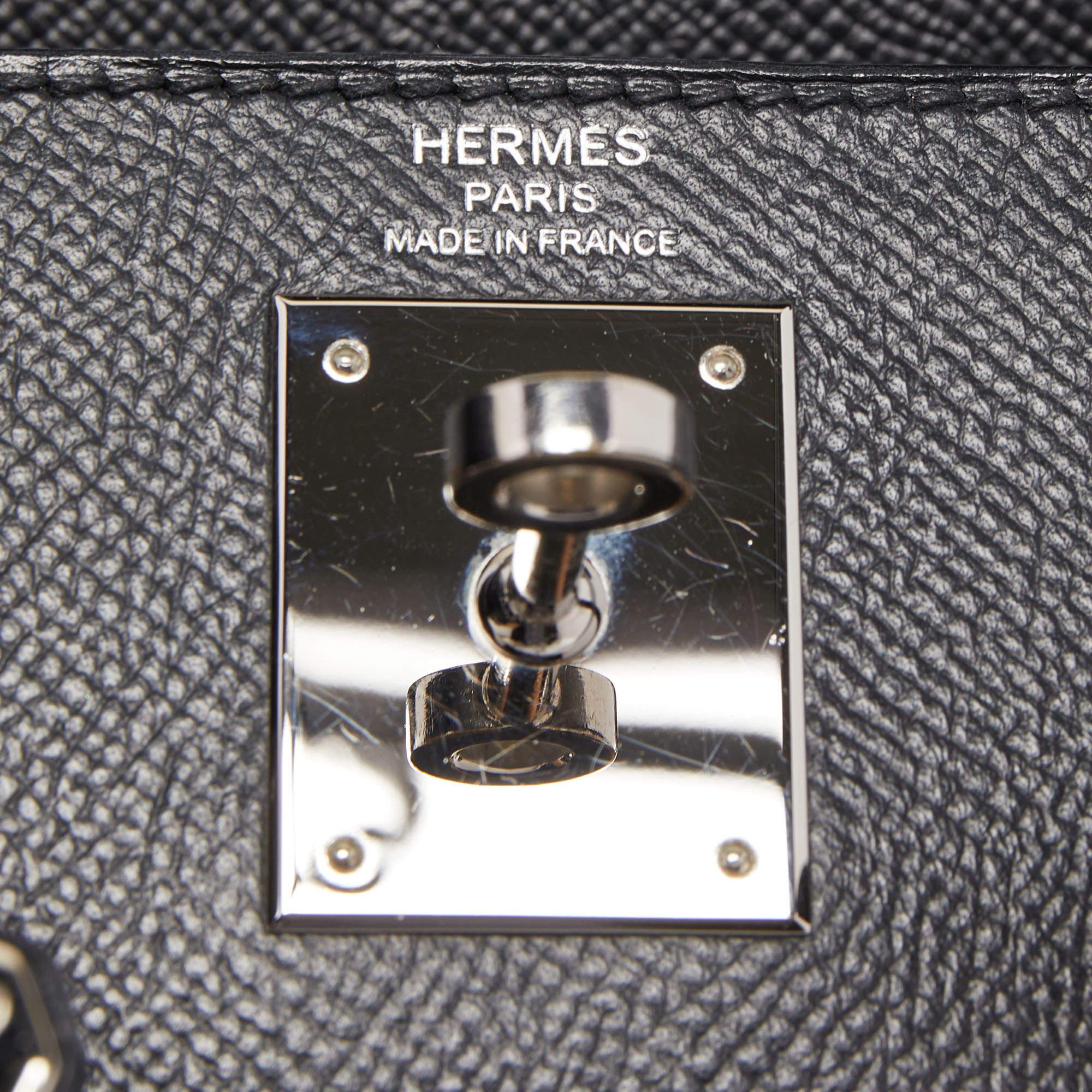 Hermes Black Epsom Leather Palladium Finish Kelly Sellier 28 Bag 9