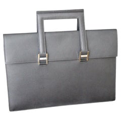 Hermès Black Epsom Leather Portfolio Briefcase with Palladium Hardware