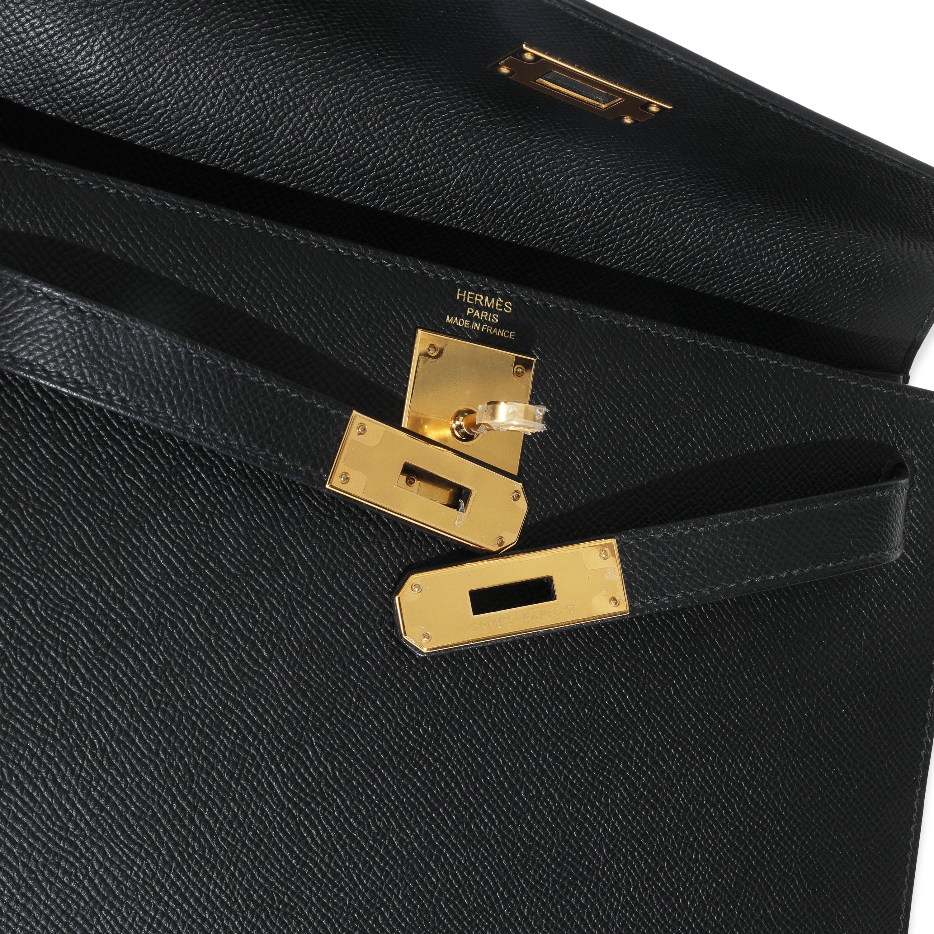 da uomo o donna Hermès Black Epsom Sellier Kelly 28 GHW in vendita
