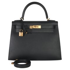 Hermès Black Epsom Sellier Kelly 28 GHW