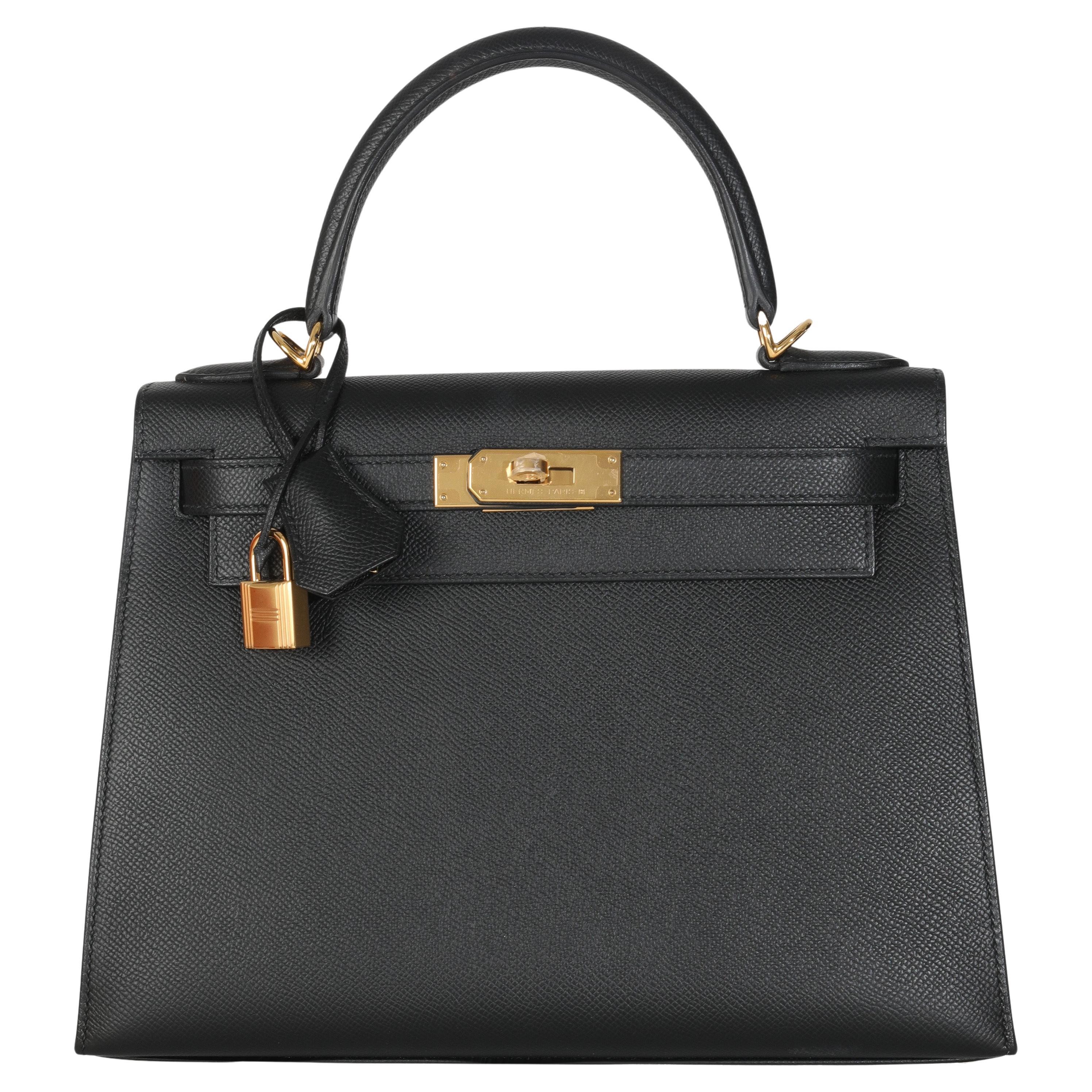 Hermès Black Epsom Sellier Kelly 28 GHW in vendita