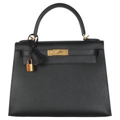 Hermès Noir Epsom Sellier Kelly 28 GHW