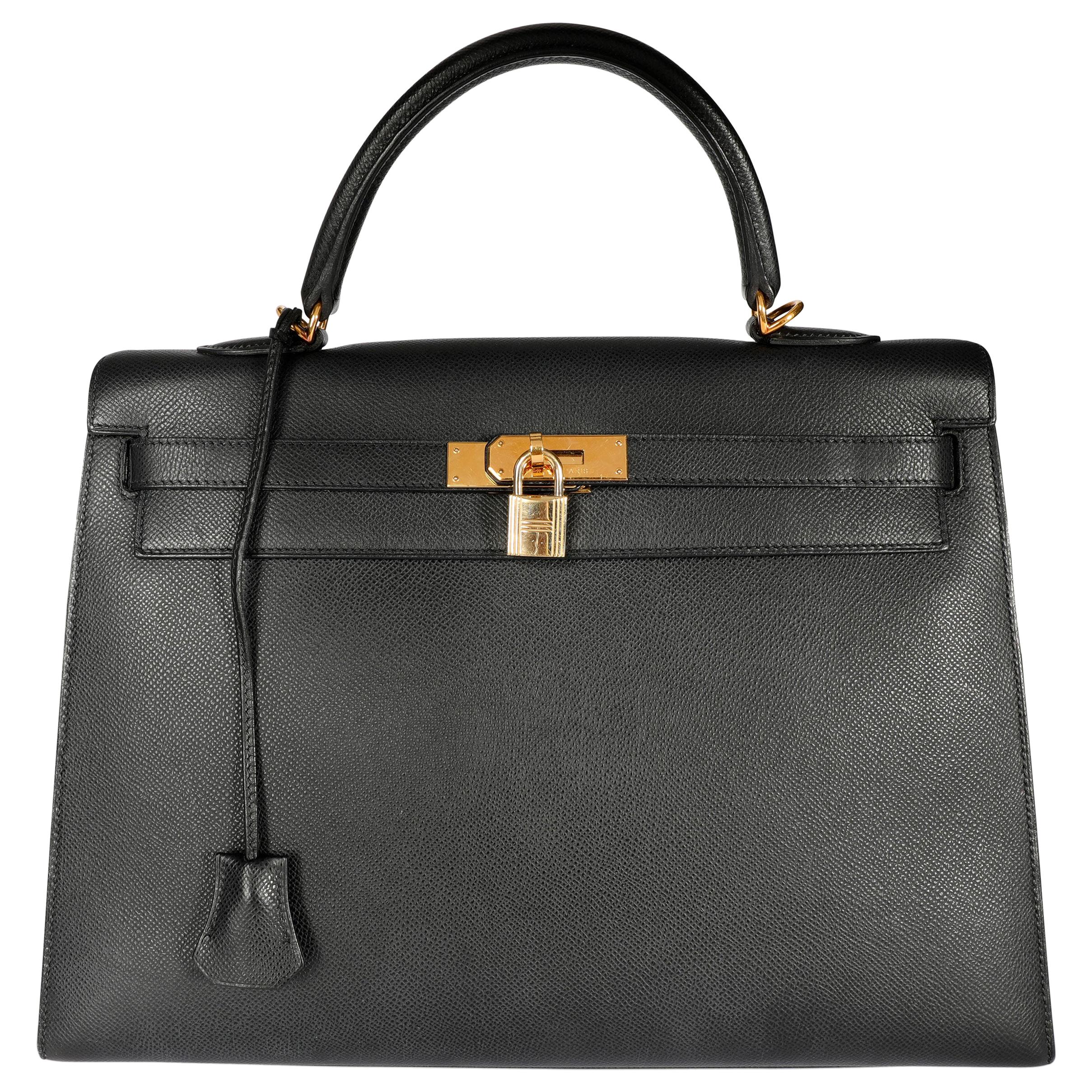 Hermès Black Epsom Sellier Kelly 35 with Gold Hardware