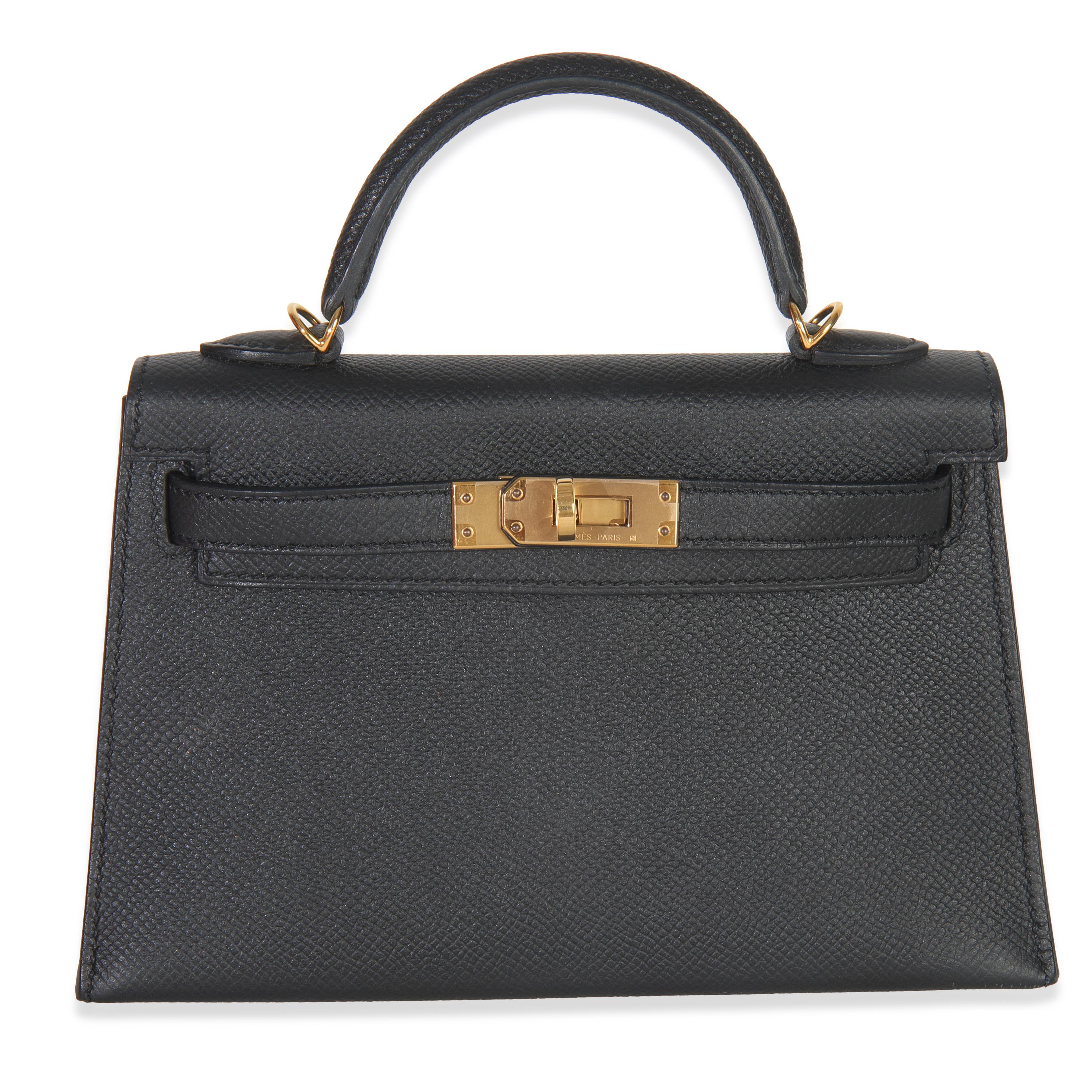 Hermès Schwarz Epsom Sellier Mini Kelly II 20 GHW Damen im Angebot