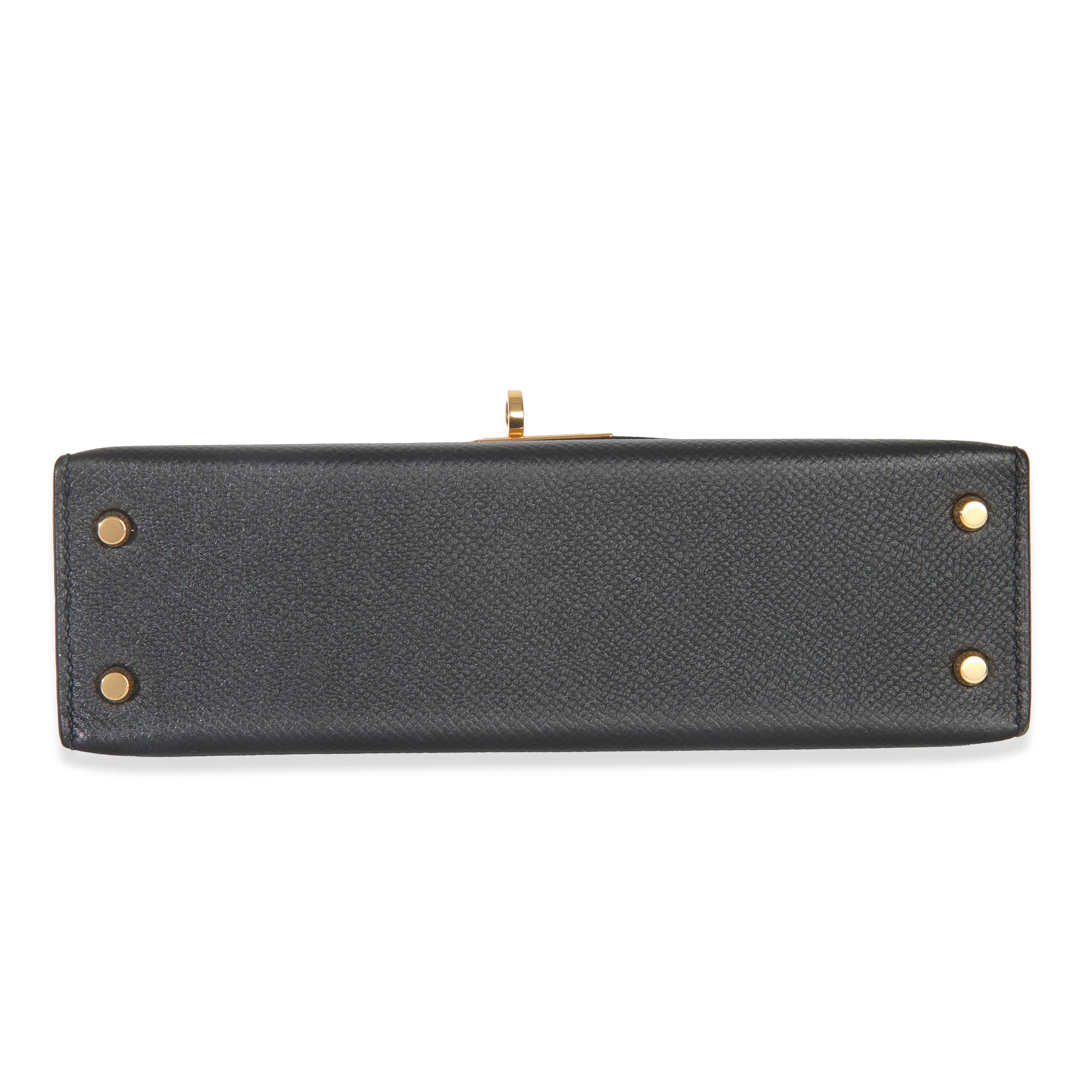 Hermès Schwarz Epsom Sellier Mini Kelly II 20 GHW im Angebot 1