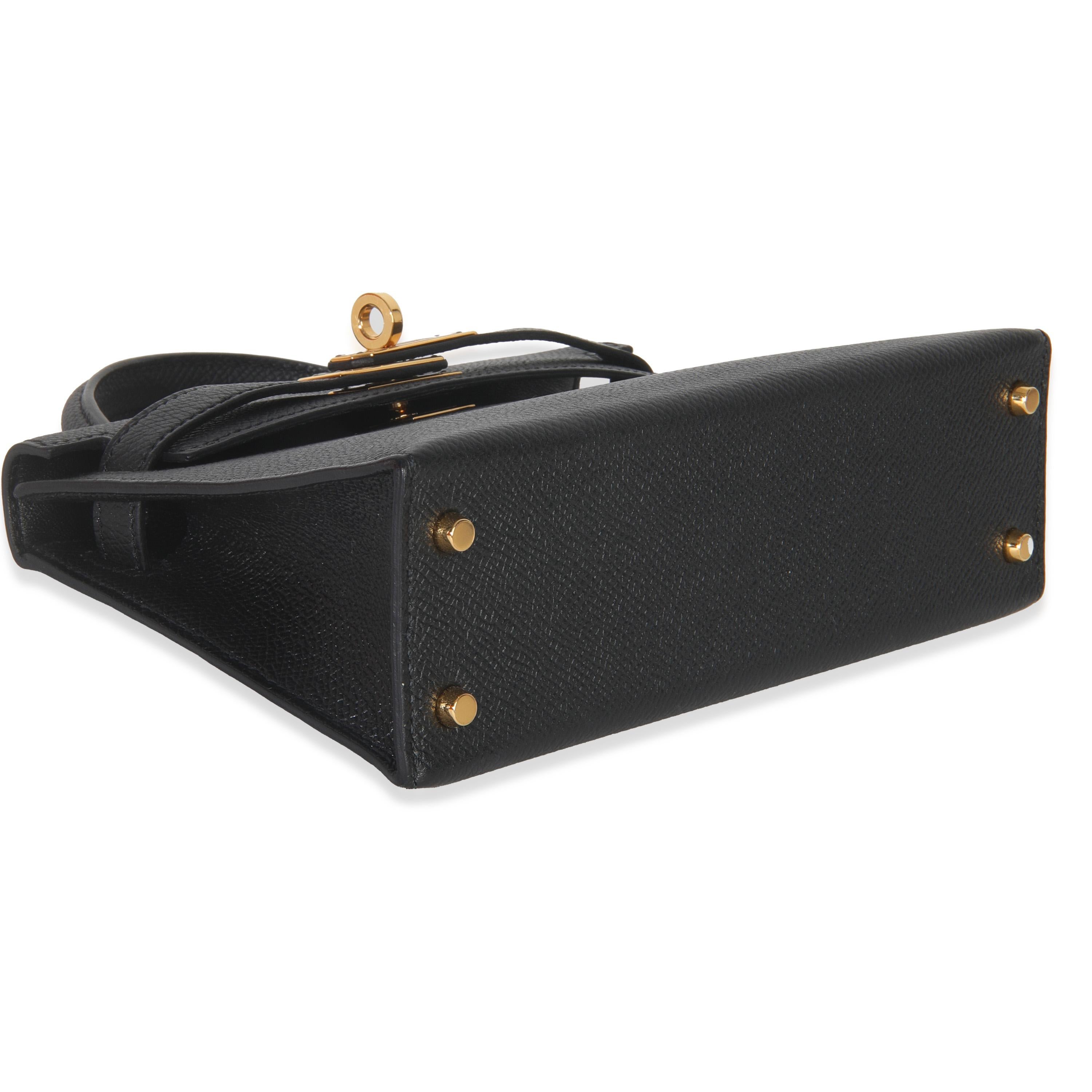 Hermès Schwarz Epsom Sellier Mini Kelly II 20 GHW im Angebot 2