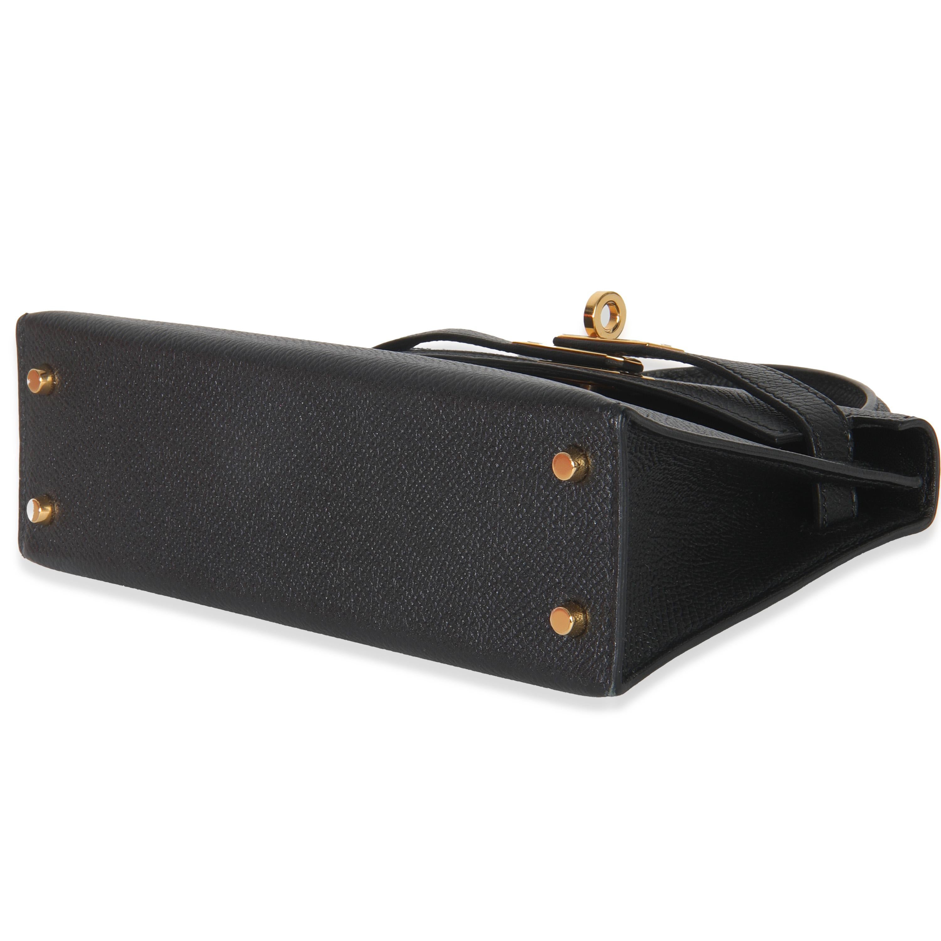 Hermès Schwarz Epsom Sellier Mini Kelly II 20 GHW im Angebot 3