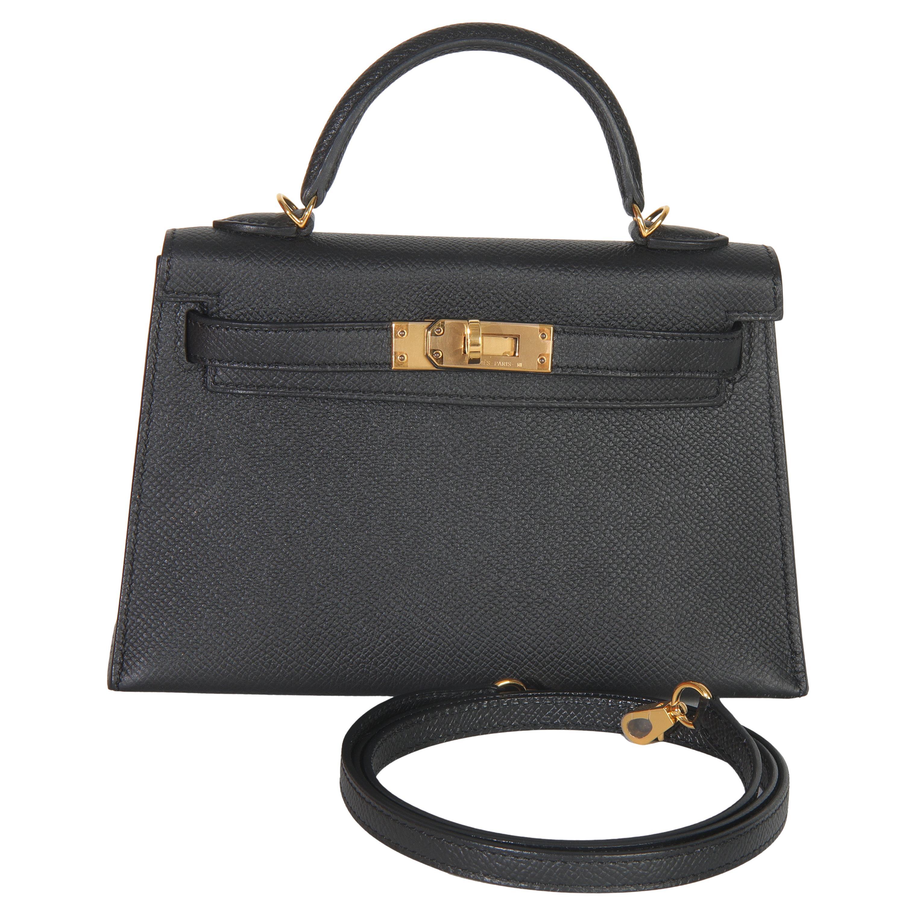 Hermès Black Epsom Sellier Mini Kelly II 20 GHW