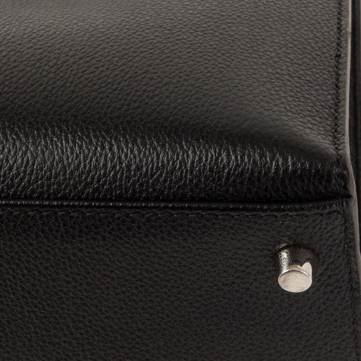 HERMES black Evercalf leather KELLY 35 SELLIER Bag Palladium 4