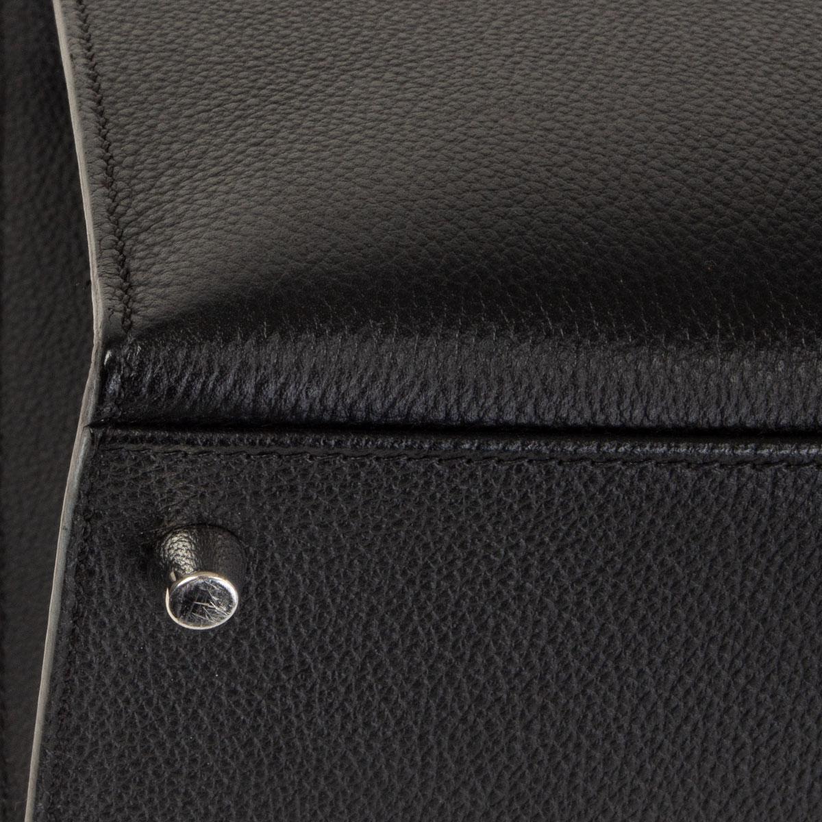 HERMES black Evercalf leather KELLY 35 SELLIER Bag Palladium 5