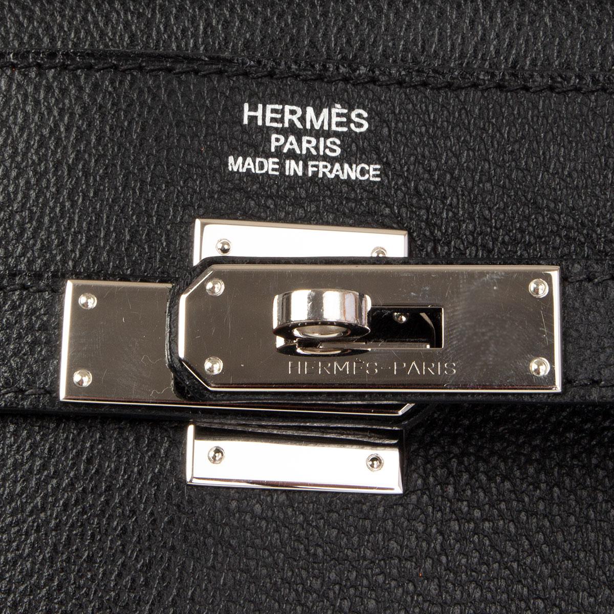 Women's HERMES black Evercalf leather KELLY 35 SELLIER Bag Palladium
