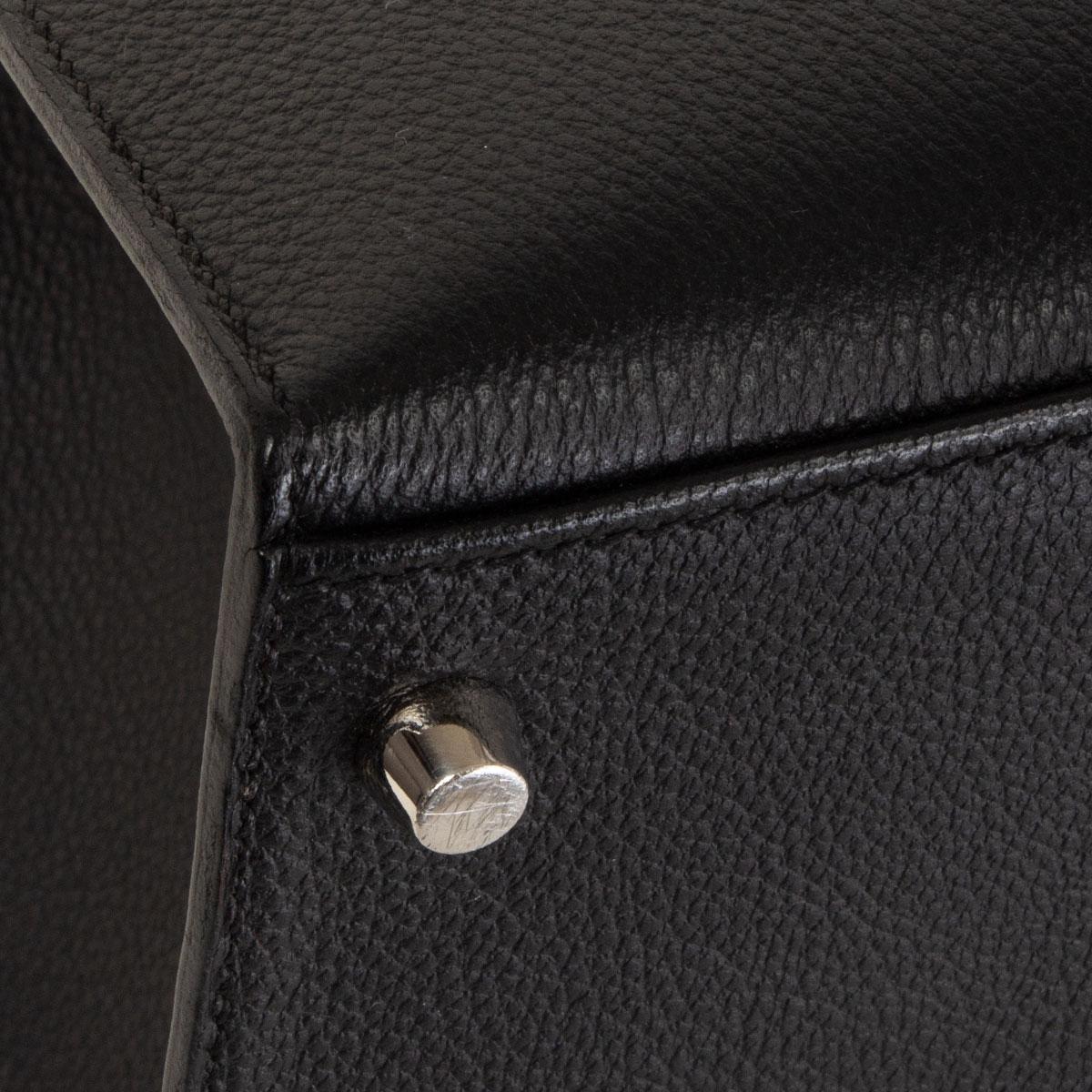 HERMES black Evercalf leather KELLY 35 SELLIER Bag Palladium 3