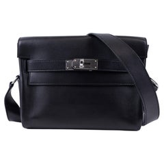 Hermès Black Evercolor Kelly Messenger Crossbody PM