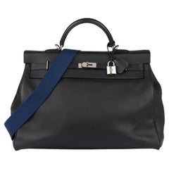 Hermès Black Evercolor Leather Amazone Kelly 50cm Voyage Retourne
