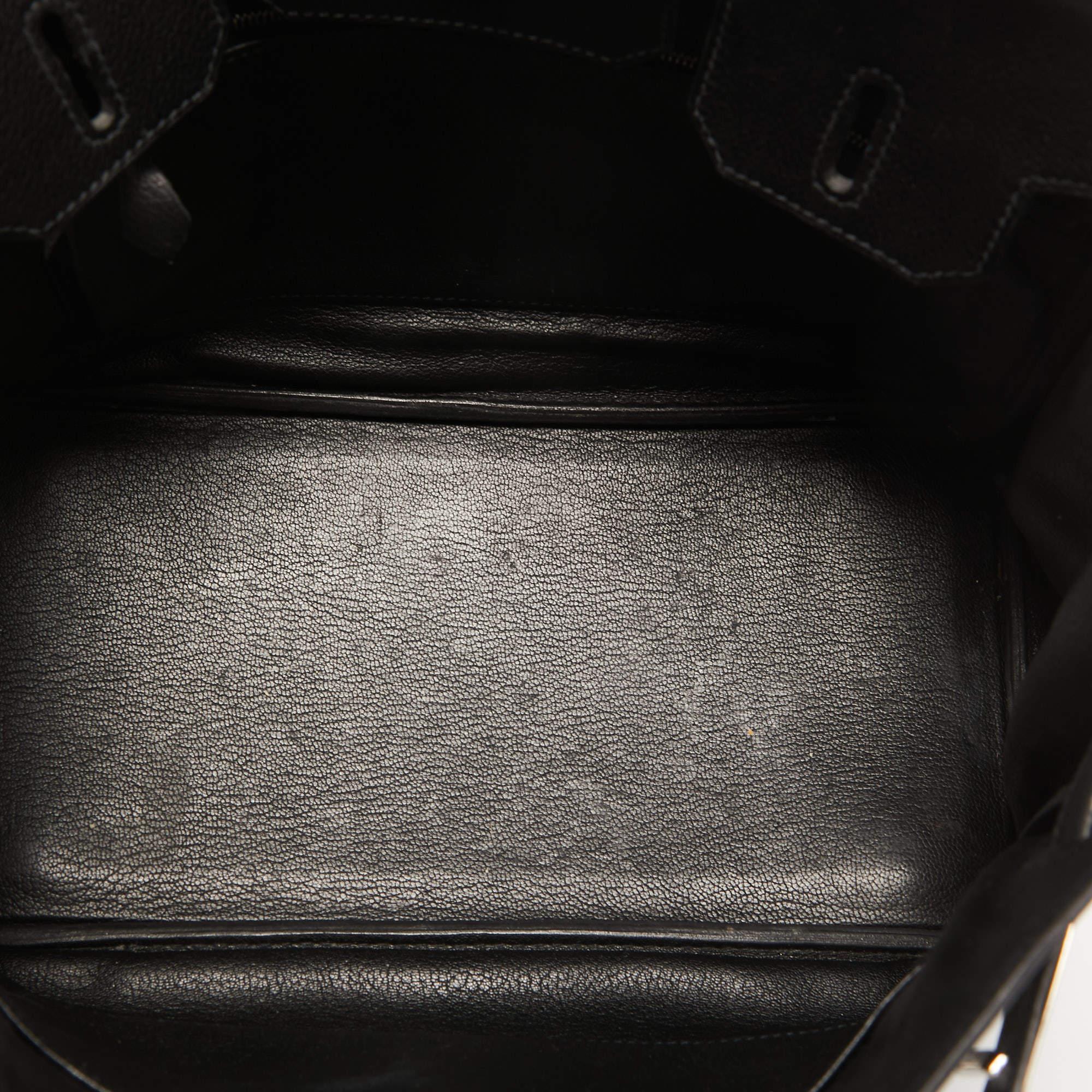 Hermès Black Evercolor Leather Palladium Finish Birkin 30 Bag 14