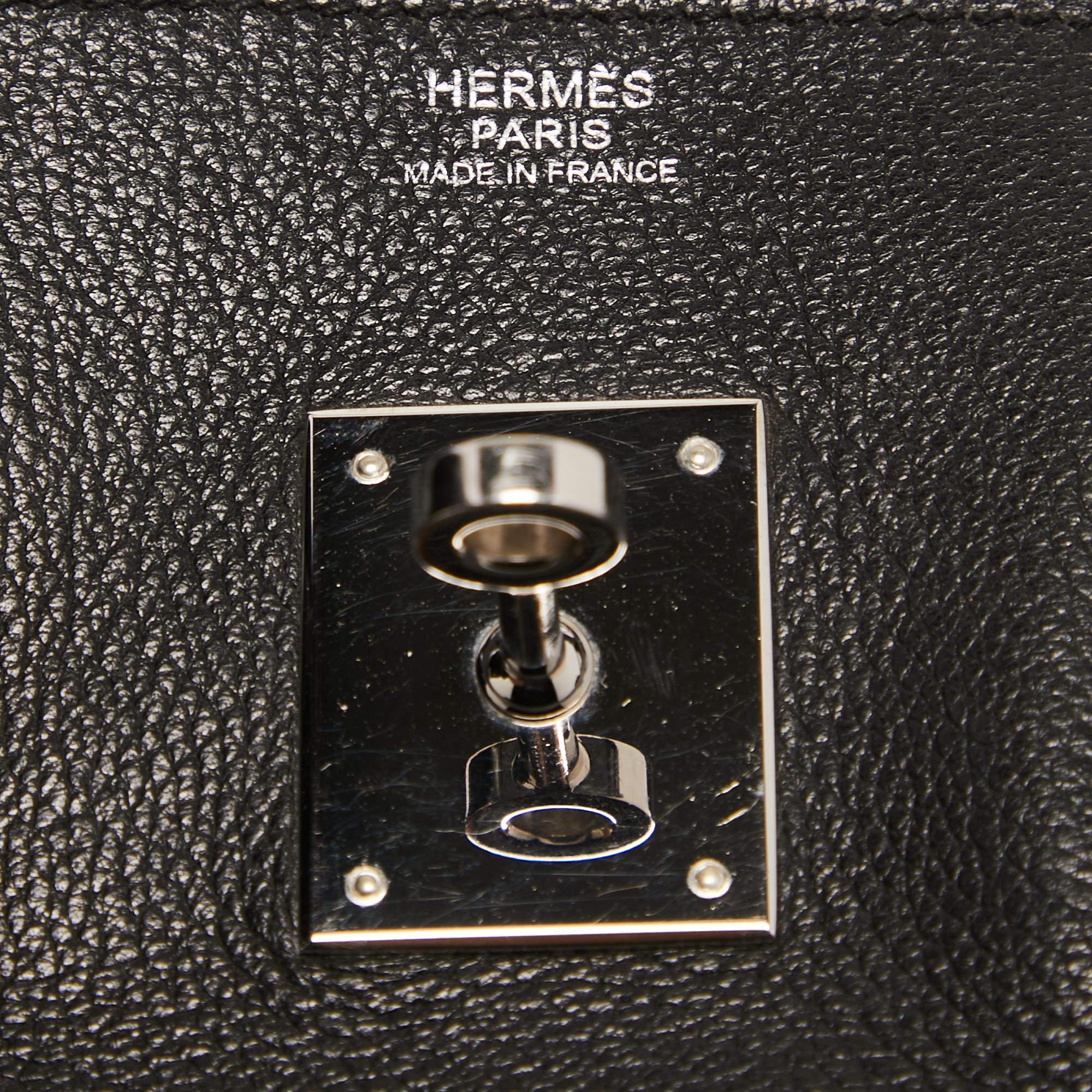 Hermès Black Evercolor Leather Palladium Finish Birkin 30 Bag 16