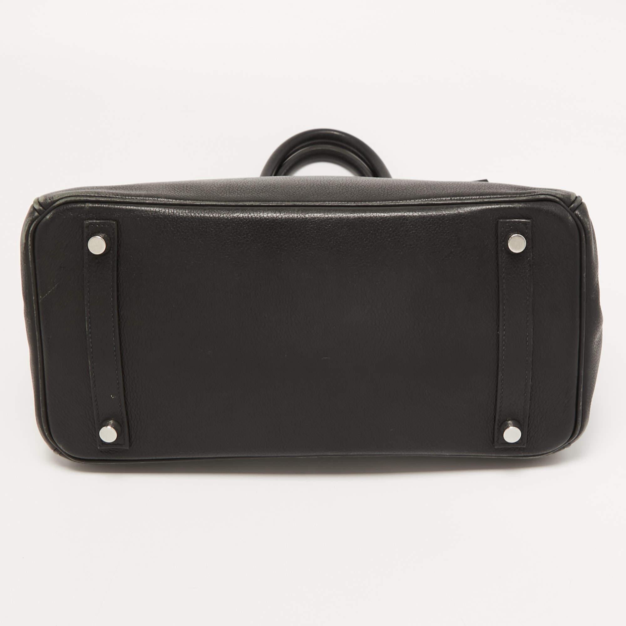 Hermès Black Evercolor Leather Palladium Finish Birkin 30 Bag 1