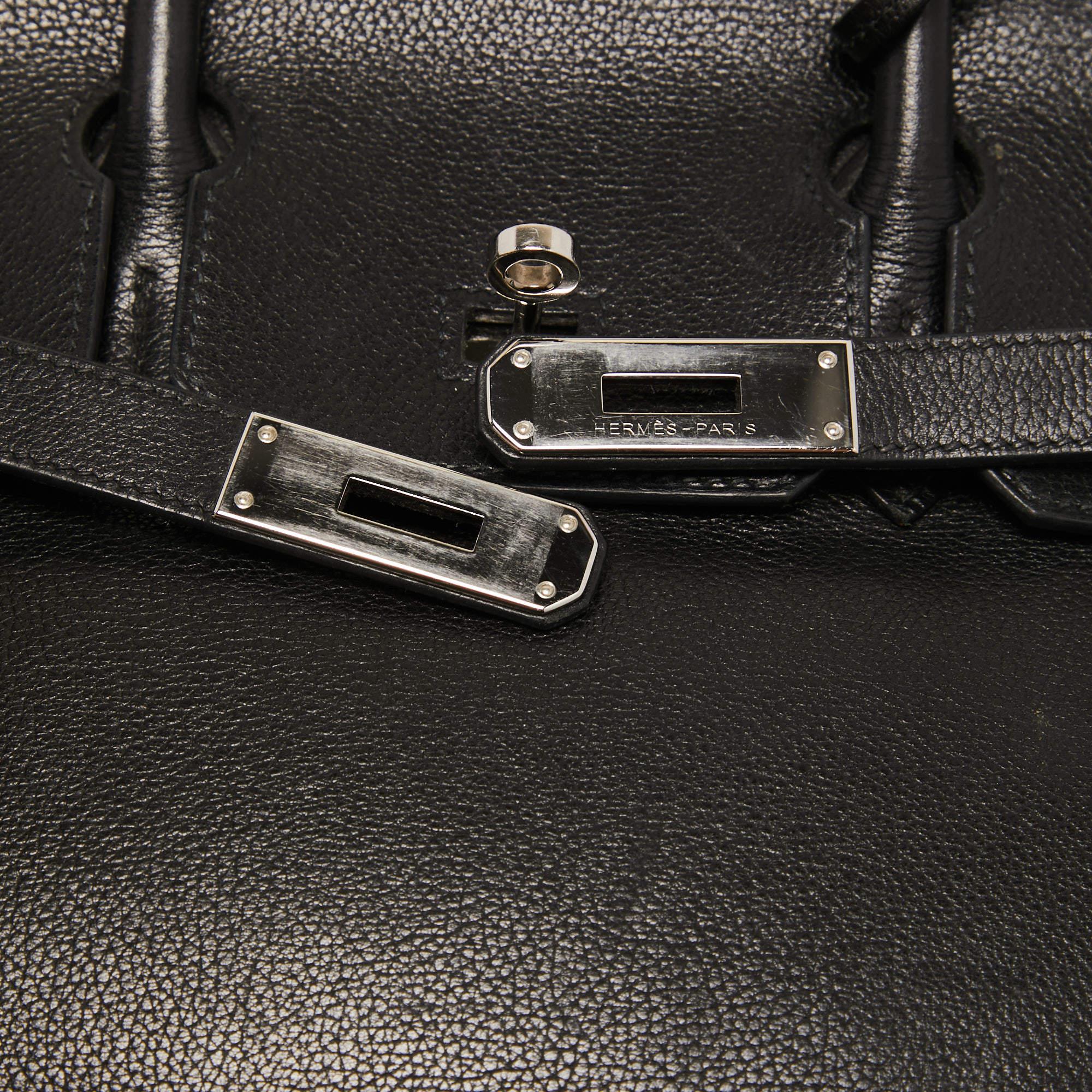 Hermès Black Evercolor Leather Palladium Finish Birkin 30 Bag 4