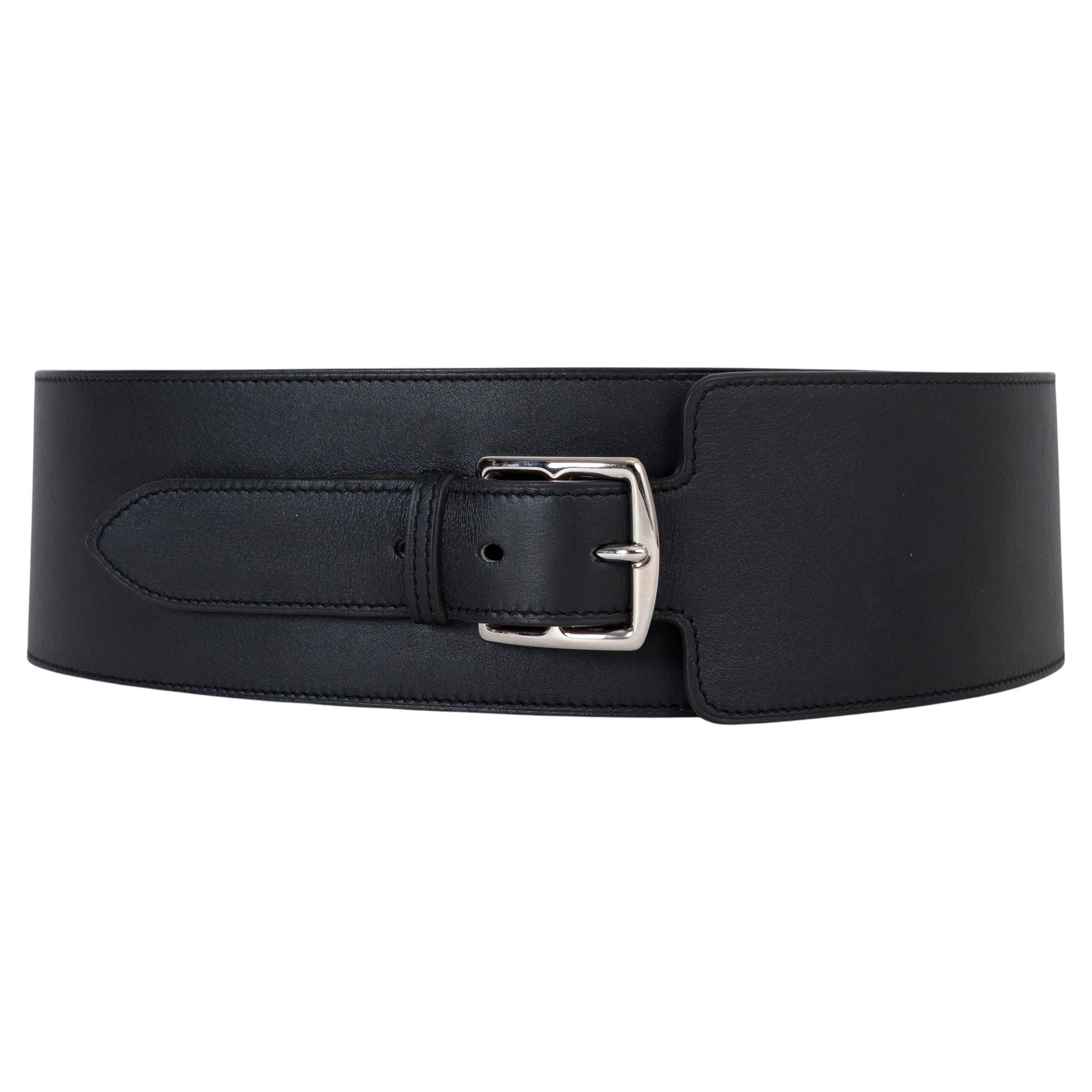 HERMES black Evergrain leather 2010 ROMY 80 Belt 85