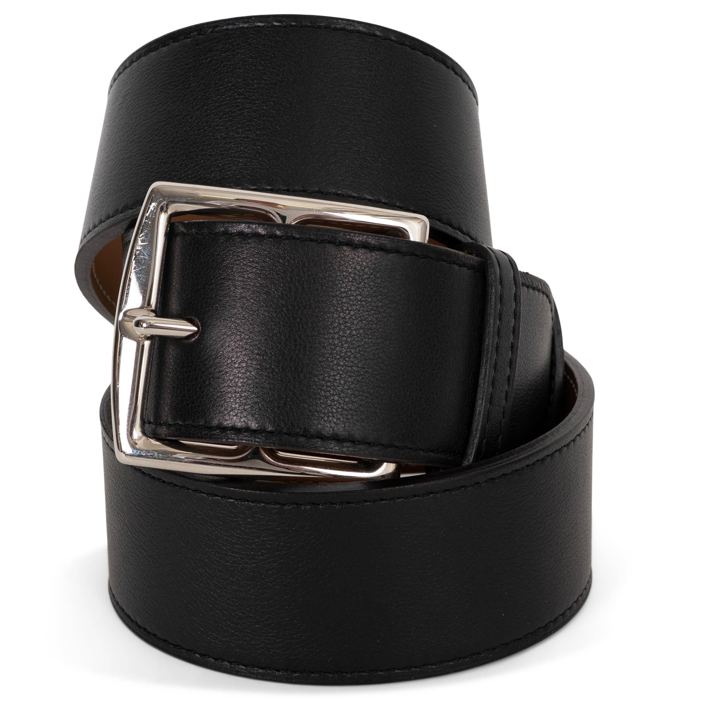 HERMES black Evergrain leather ETRIVIERE 45 Belt 85