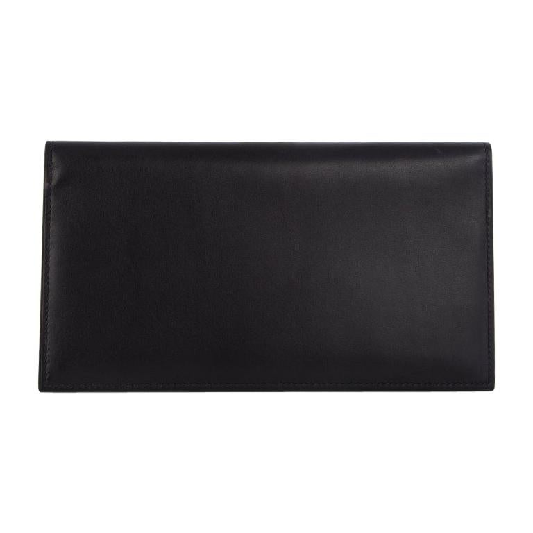 HERMES black Eversoft leather CITIZEN LONG Wallet