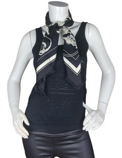 Hermes Black Ex-Libris Fringed 80cm Silk Scarf