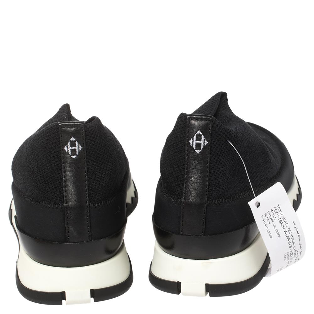 Women's Hermes Black Fabric Tokyo Slip on Sneakers Size 37