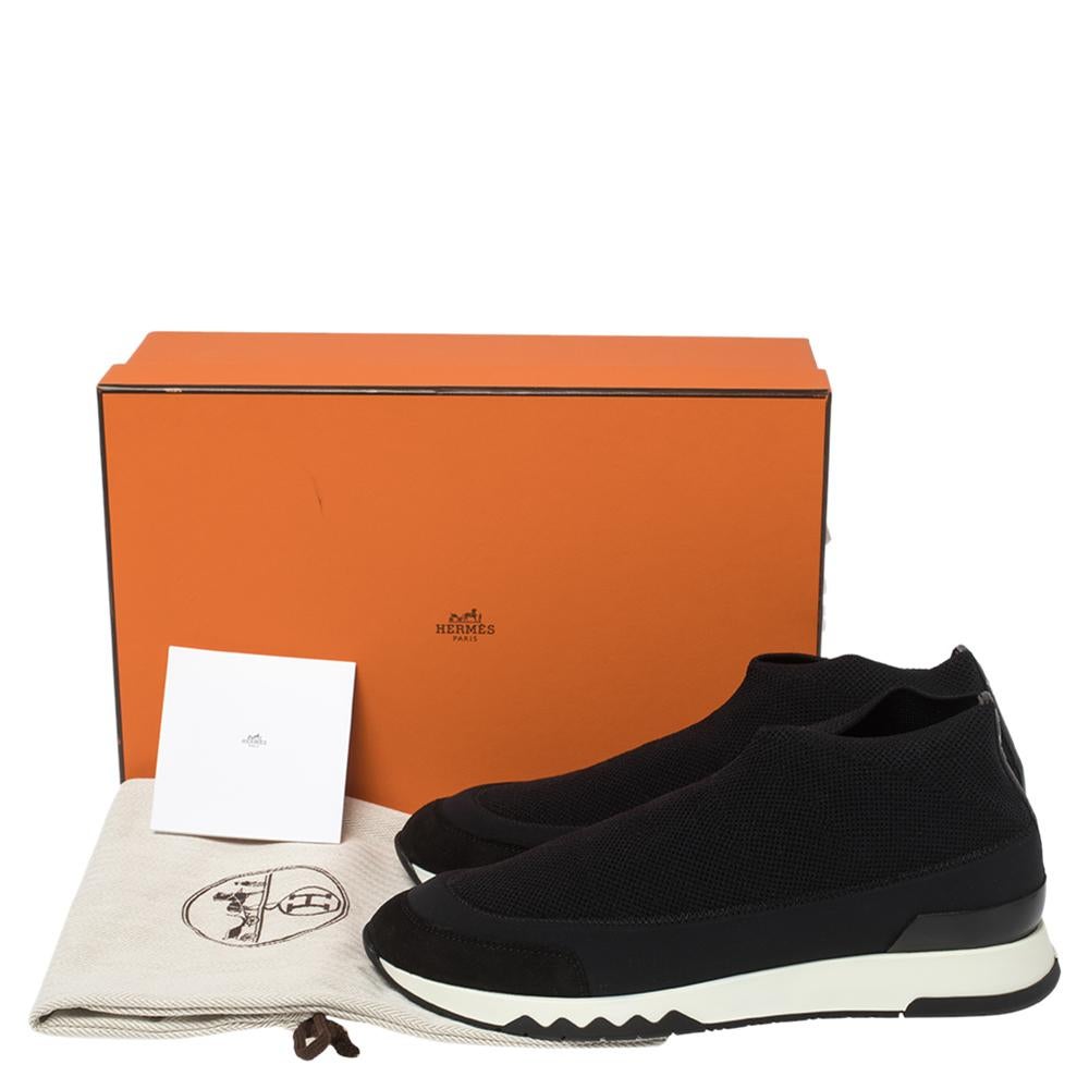 Hermes Black Fabric Tokyo Slip on Sneakers Size 37 2